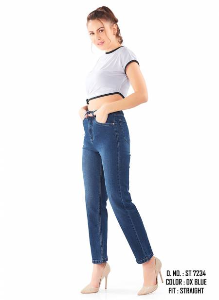 New Stylish Fancy Wear Stylish Mom Fit Pant Latest Collection ST 7234 DX BLUE